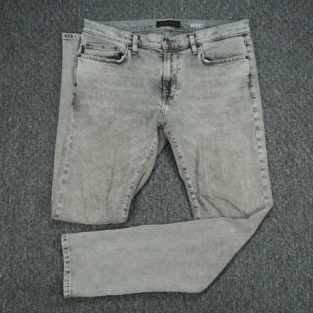 John Varvatos Jeans Mens 34x32 Gray Wight Straight 5 Pocket Denim